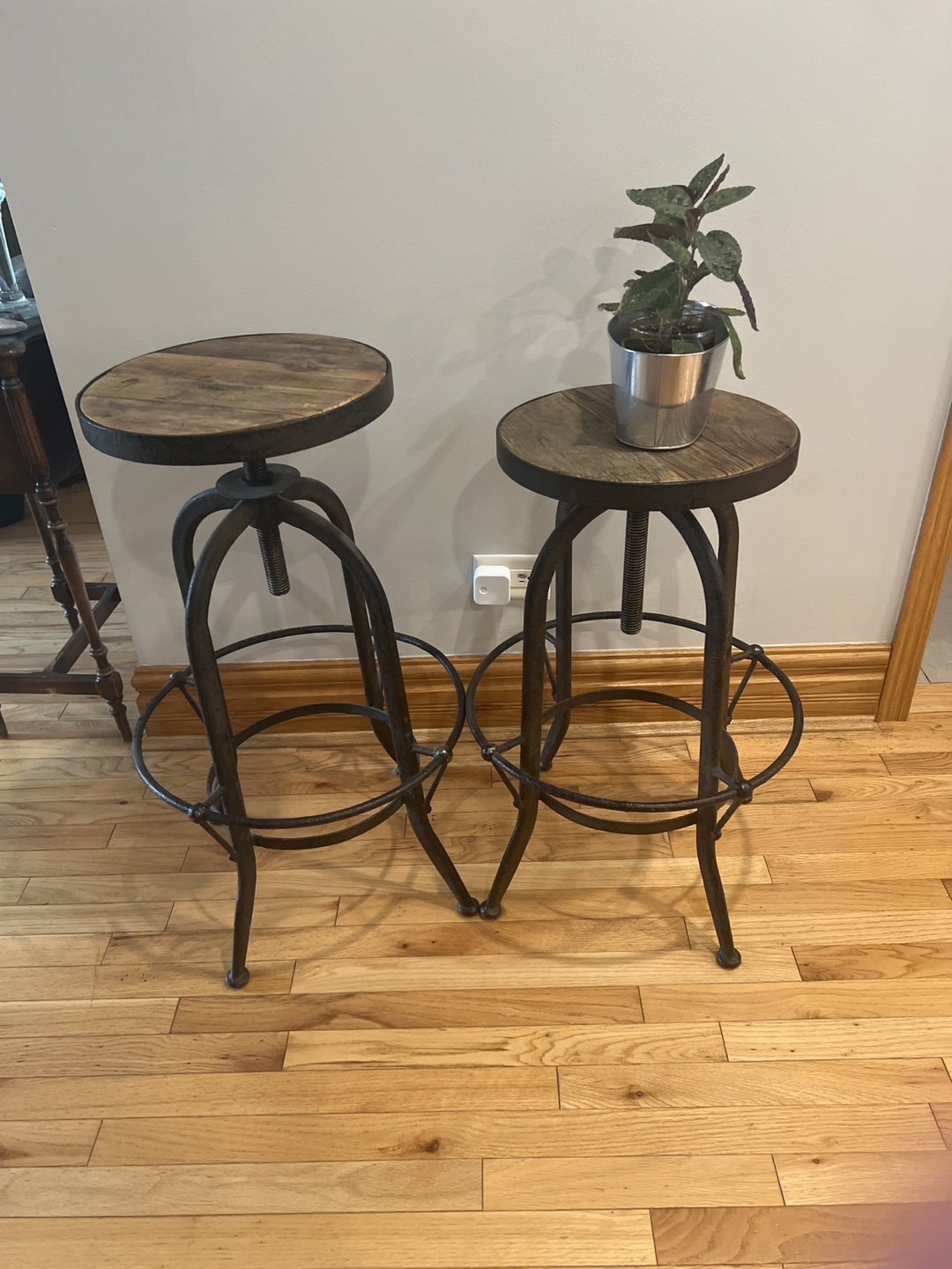 Set of 2 Restoration Hardware Adjustable Height Bar Stools