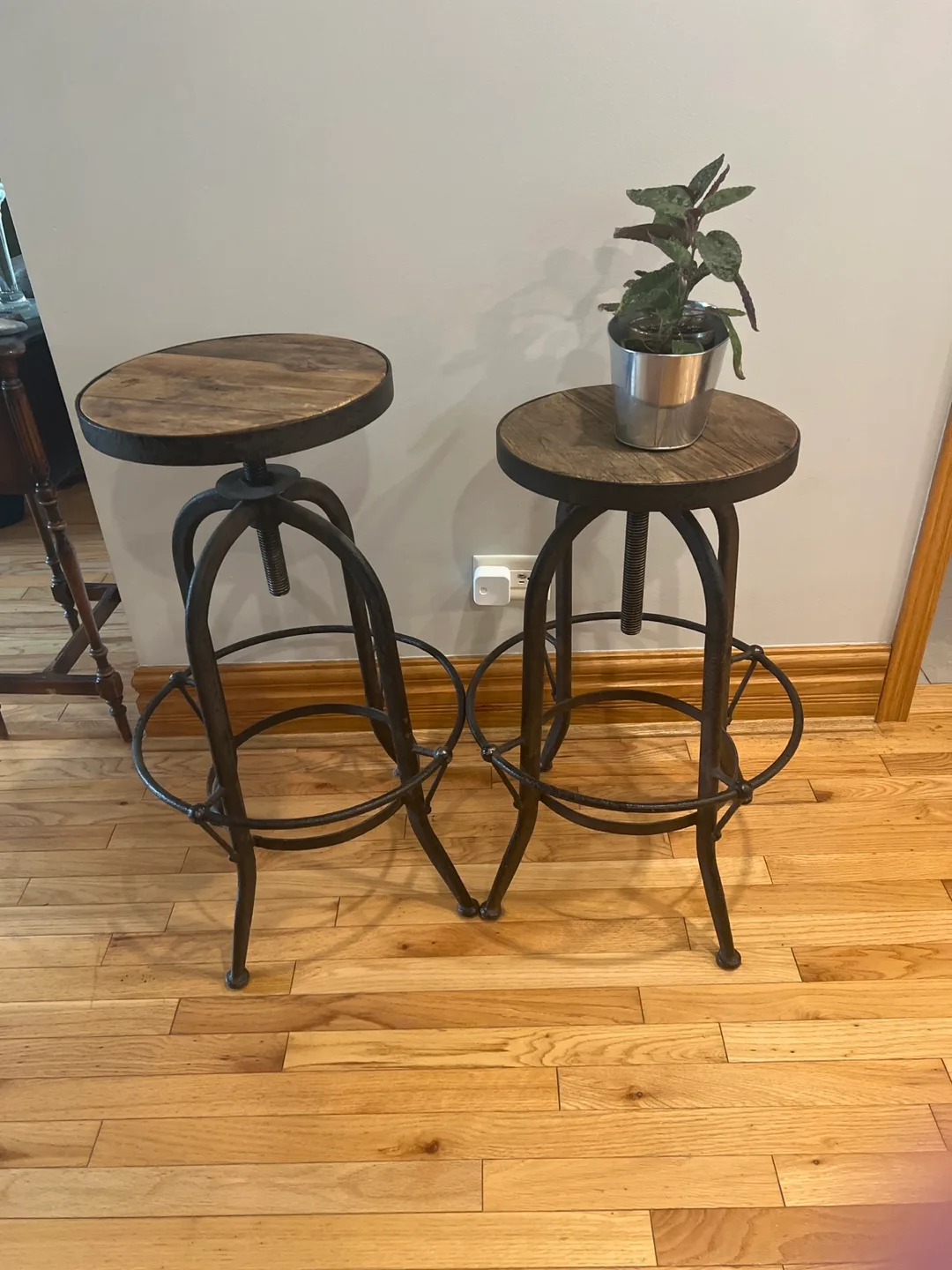 Set of 2 Restoration Hardware Adjustable Height Bar Stools thumbnail