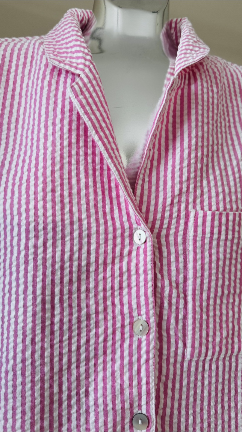 Striped Seersucker Top - Pink & White - photo 3