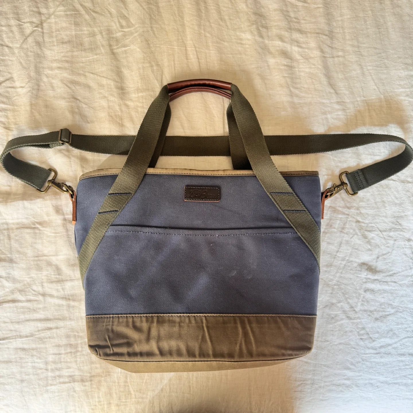 LLBean Navy/Olive Insulated Waxed Canvas Bag thumbnail