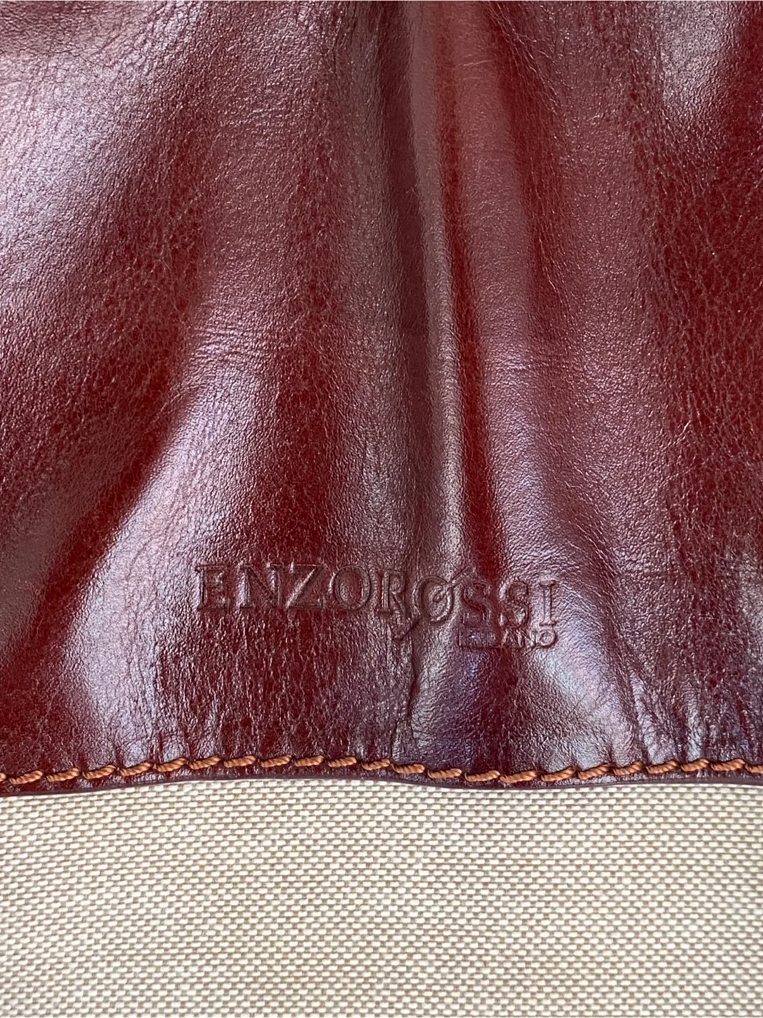 Enzo Rossi Beige & Brown Leather Trim Travel Bag image indicator(2)