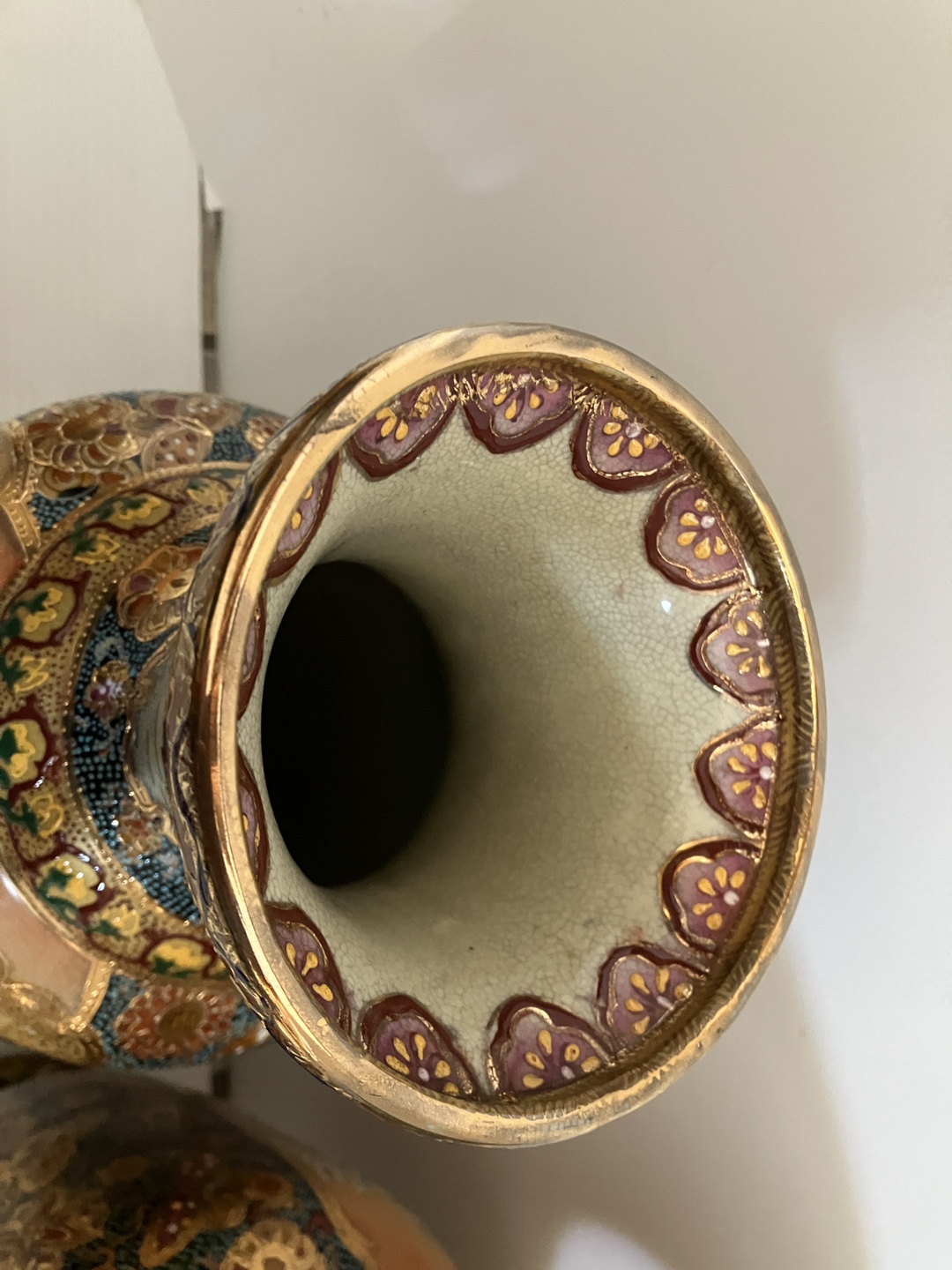 Pair of satsuma 14” vase gold hand painted ox - photo 4