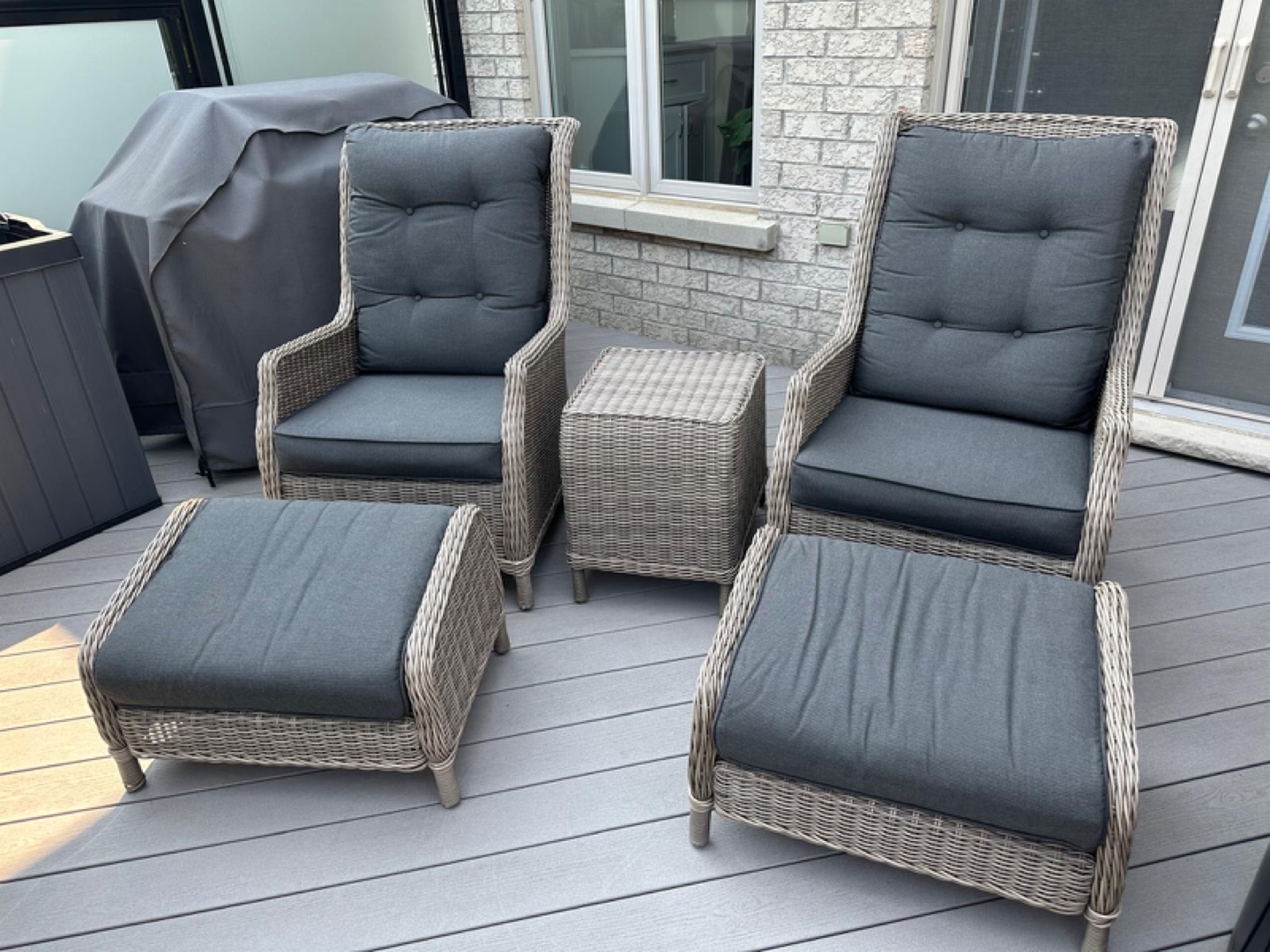 Wicker Patio Set - 2 Chairs, Ottomans & Table - photo 2