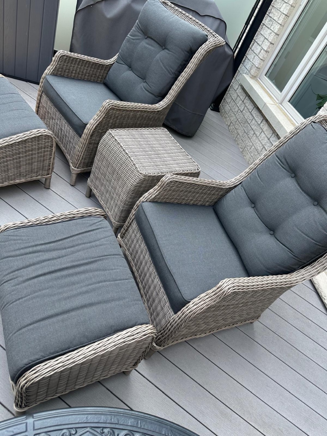 Wicker Patio Set - 2 Chairs, Ottomans & Table - photo 3