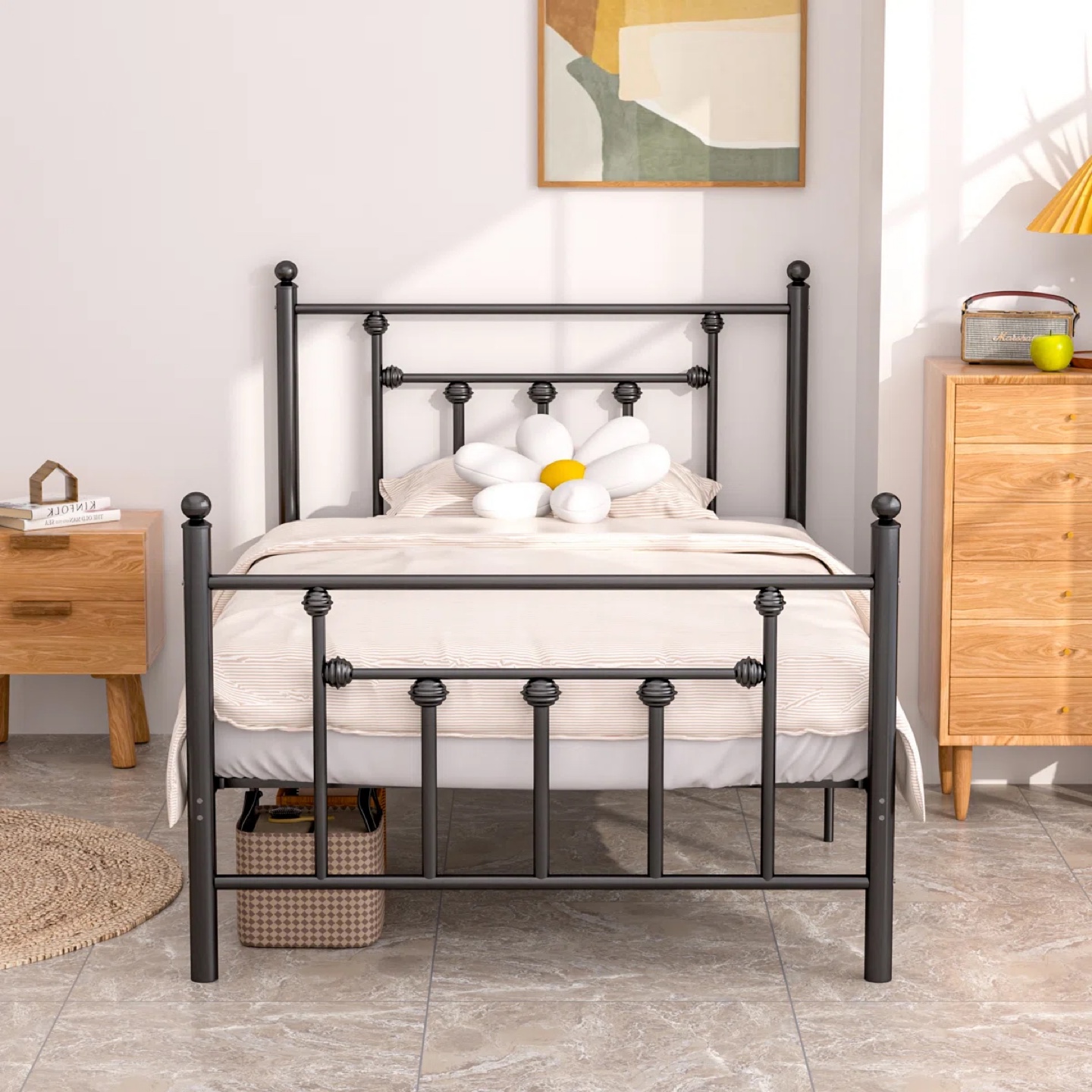 Metal bed frame (mattress free!) - twin size