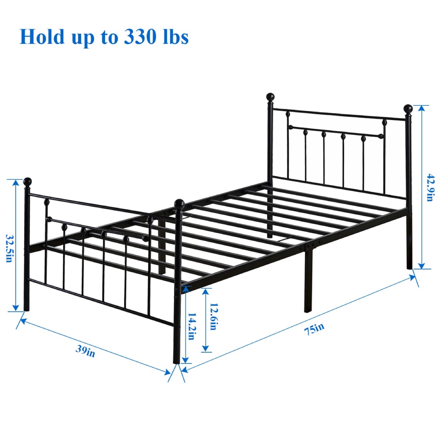 Metal bed frame (mattress free!) - twin size - photo 2