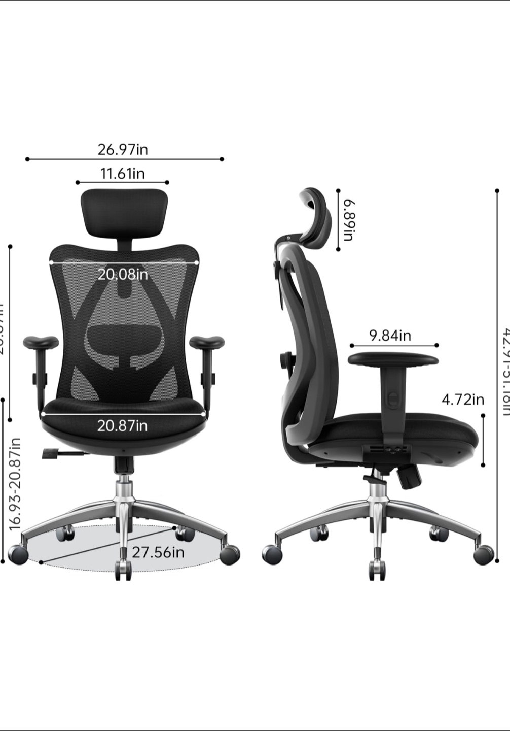 Ergonomic Mesh Office Chair - Black - photo 4
