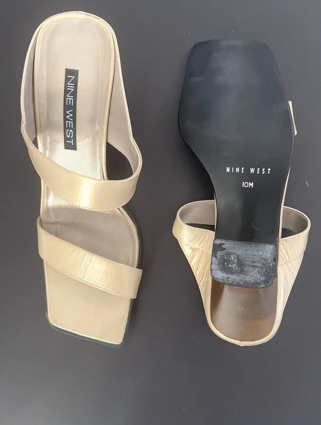 NEW and UNWORN Nine West Gold Heels - Size 10M thumbnail