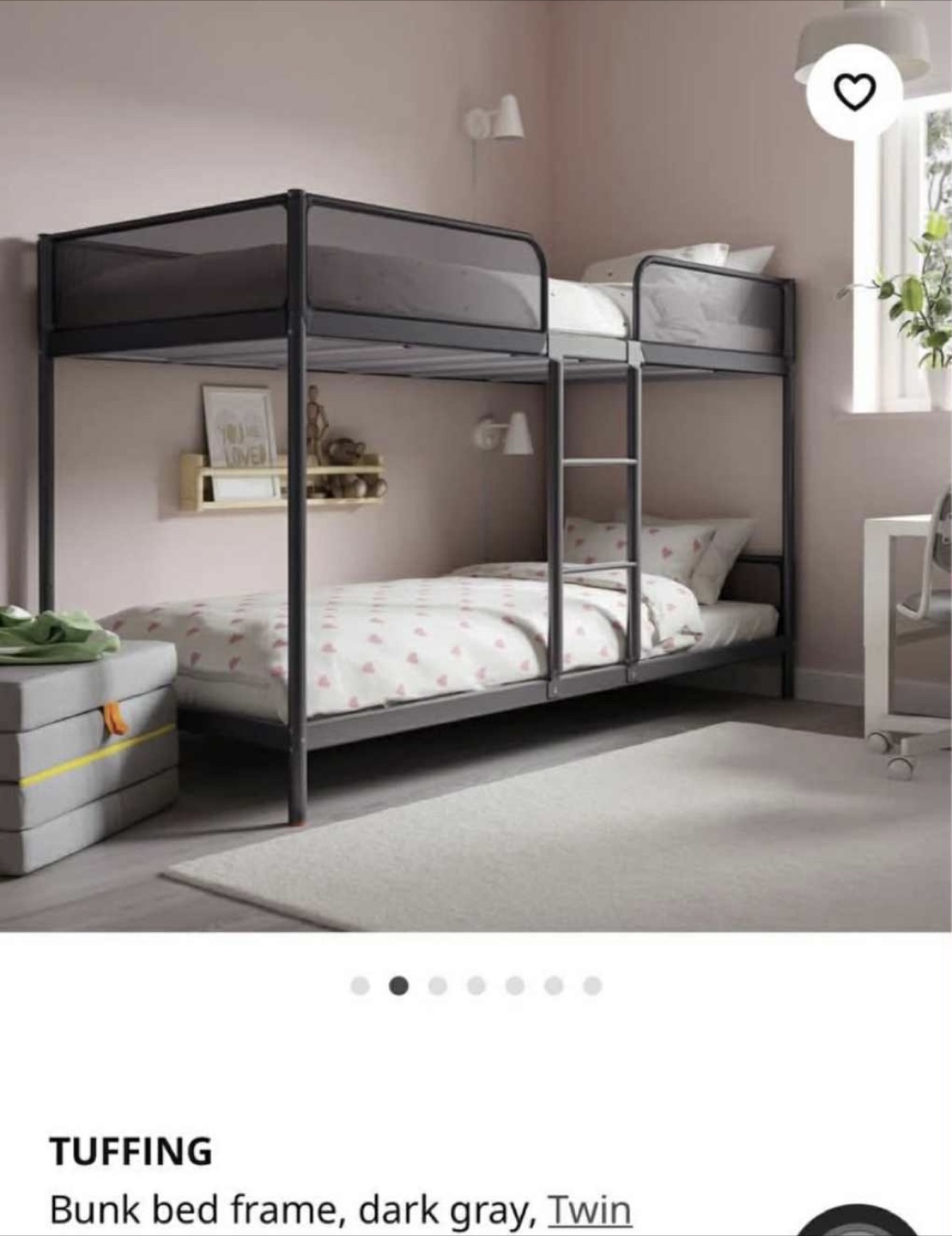 IKEA TUFFING Bunk Bed Frame - Dark Gray, Twin
