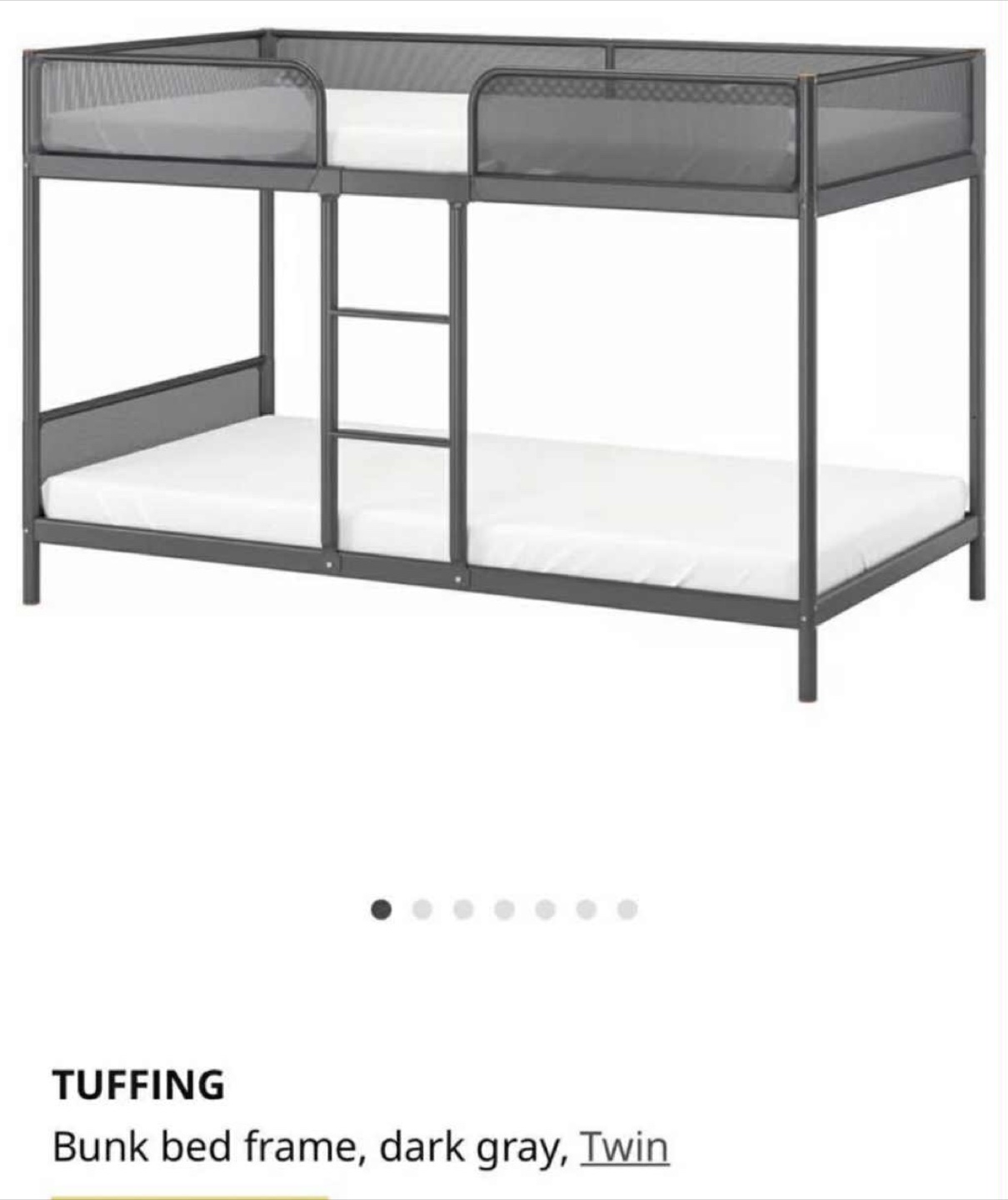 IKEA TUFFING Bunk Bed Frame - Dark Gray, Twin - photo 2