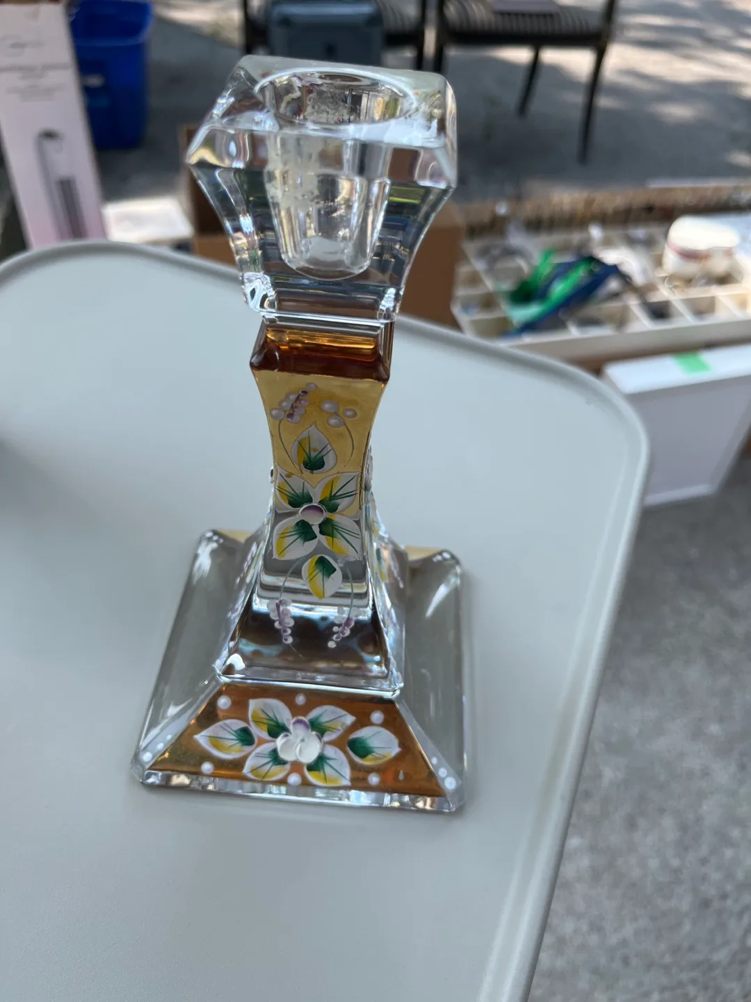 Bohemia Floral Glass Candlestick Holder thumbnail