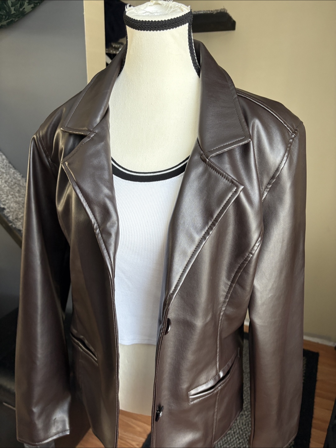 GA Milano Brown Leather Blazer