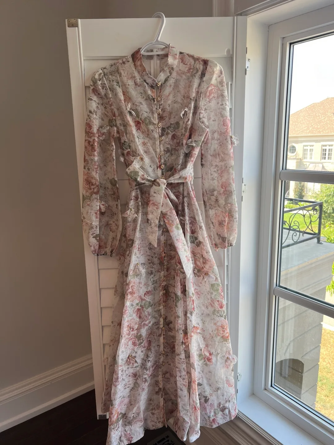 White and light pink Floral Print Maxi Dress small image indicator(2)