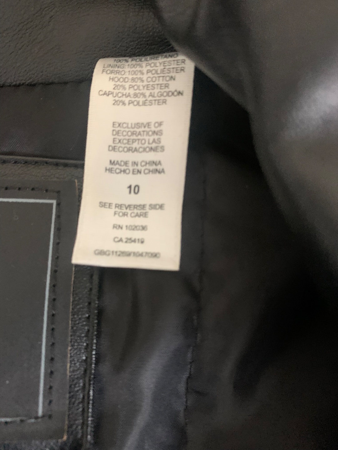 Guess Black Faux Leather Jacket - Size Y10 - photo 2