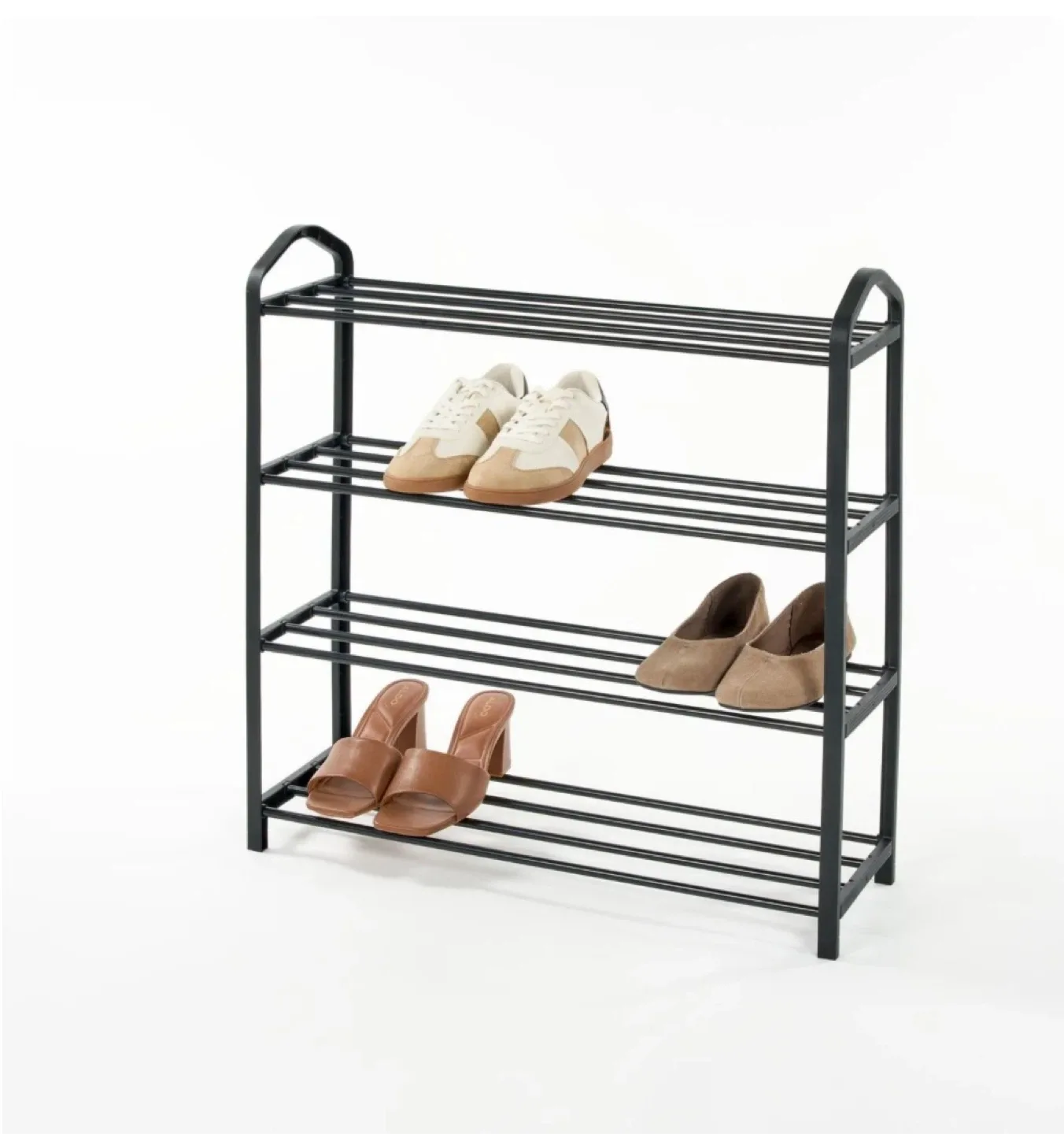 Black Metal 4-Tier Shoe Rack thumbnail