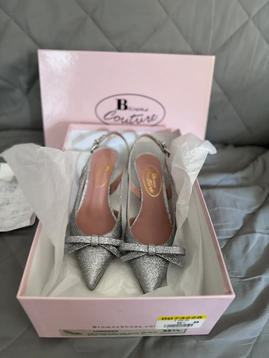 Browns Couture Silver Glitters Slingback Heels - Size 6.5 thumbnail