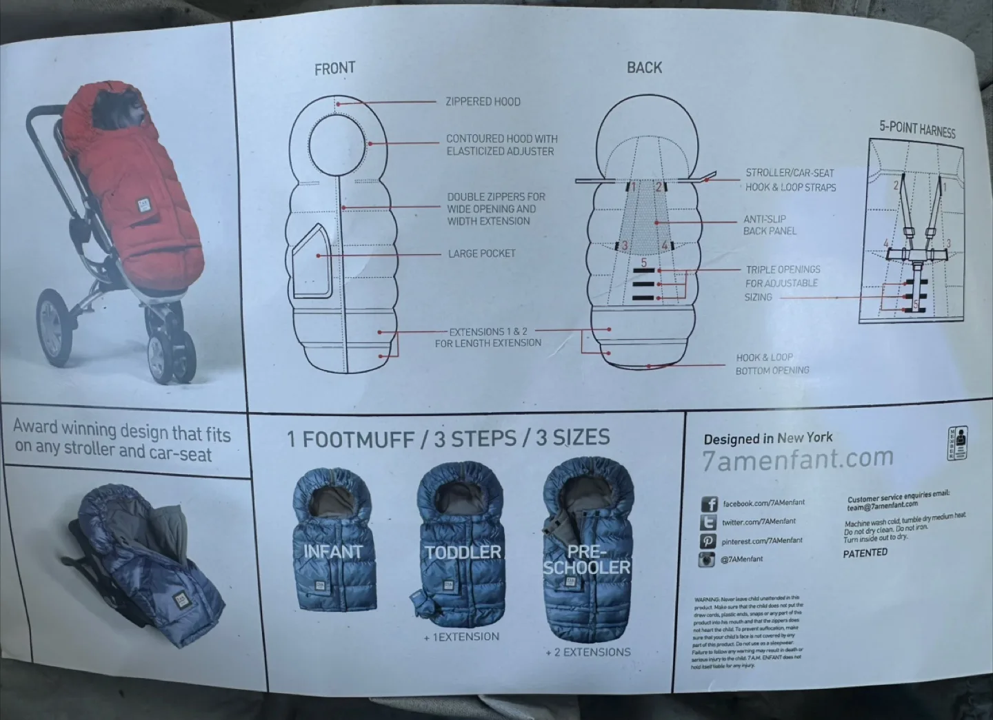 7 A.M. Enfant Blanket 212 Evolution Stroller Footmuff image indicator(7)