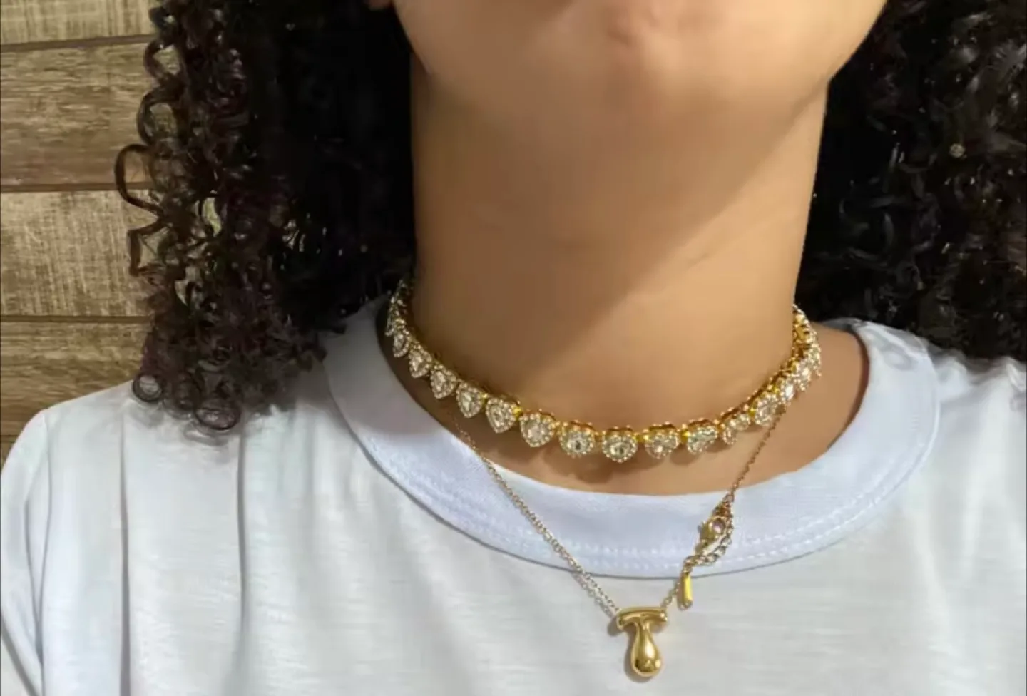 Gold Heart Tennis Necklace image indicator(3)