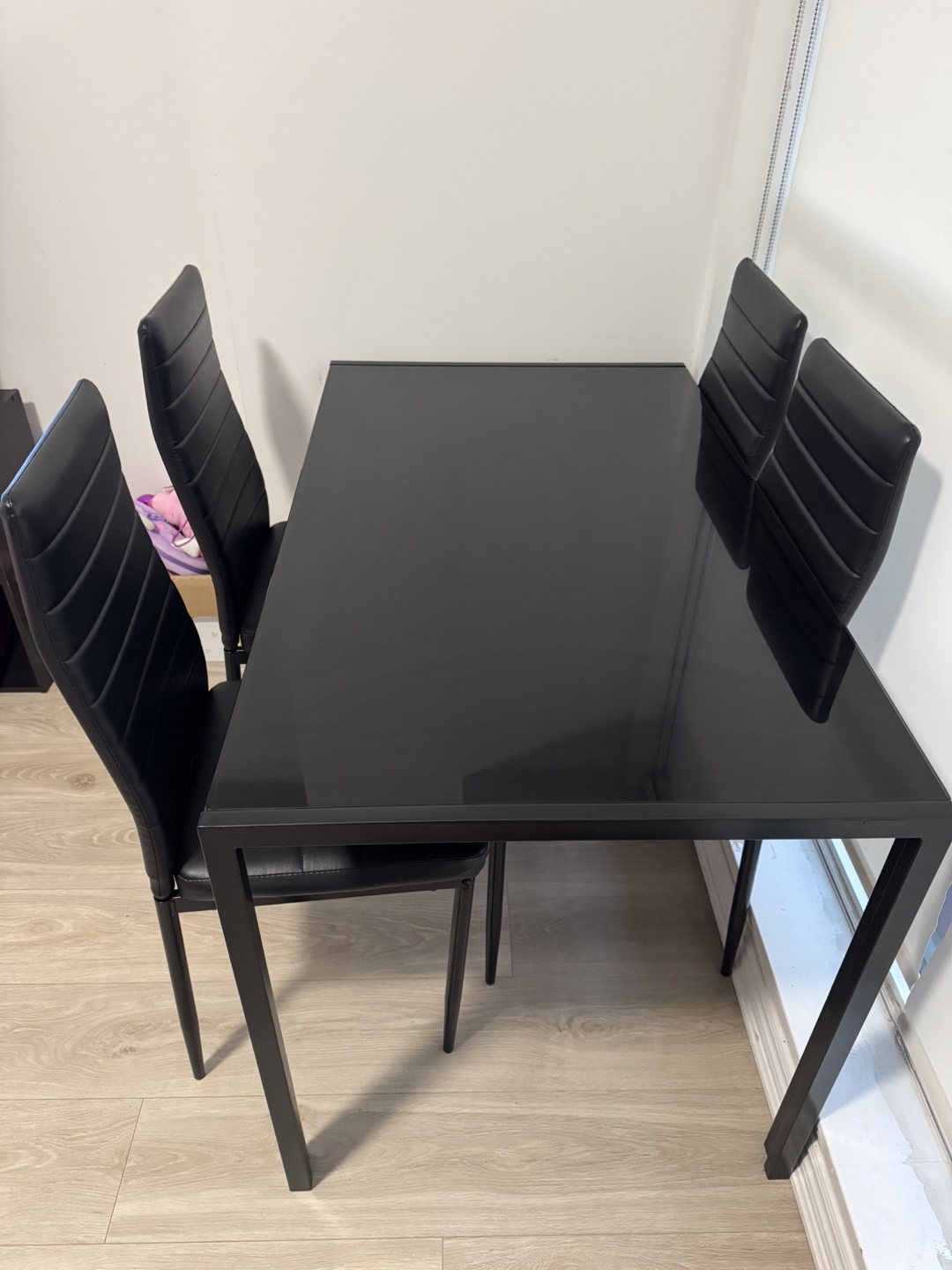 Black Dining Table with 4 Chairs