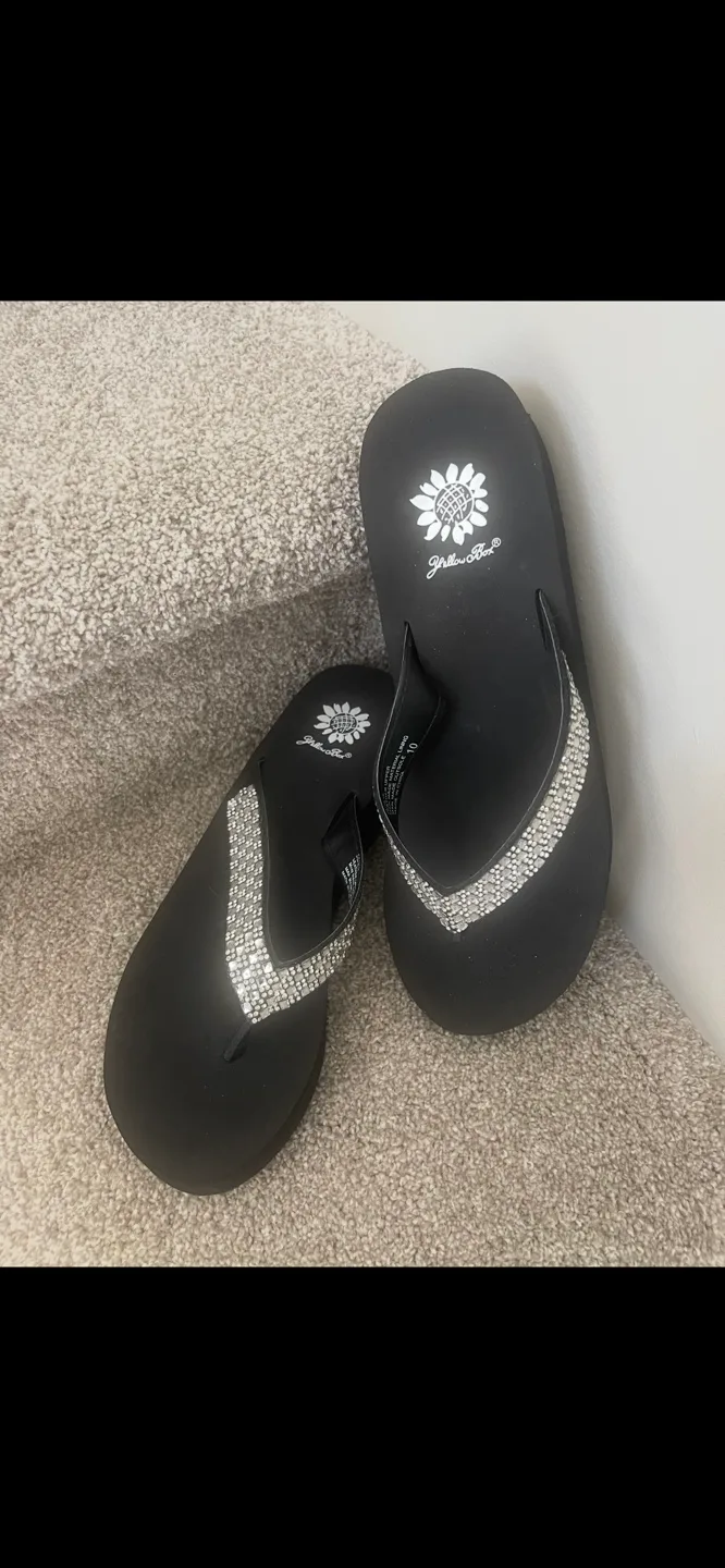 Yellow Box Black Flip Flops, Size 10 image indicator(6)