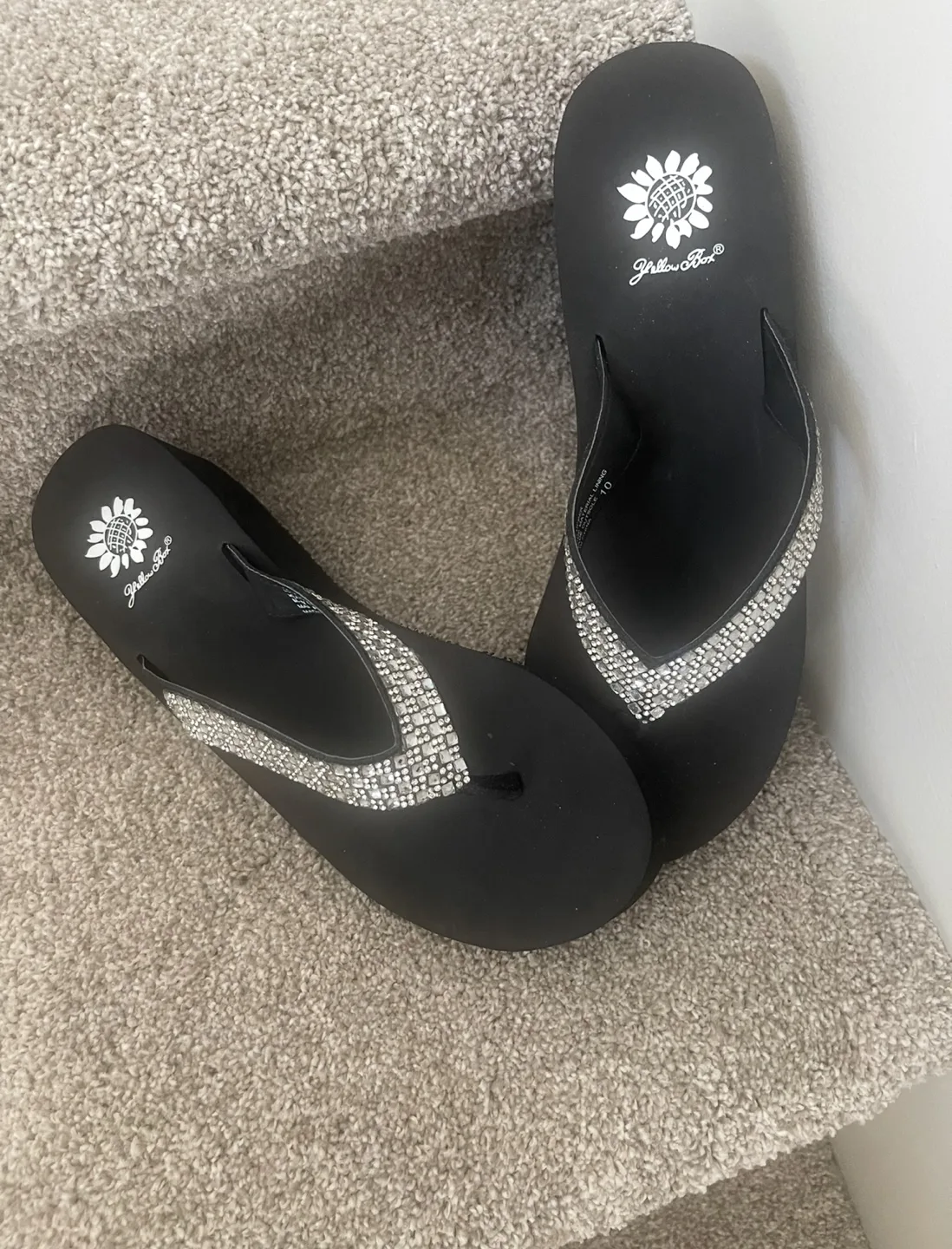 Yellow Box Black Flip Flops, Size 10 image indicator(4)