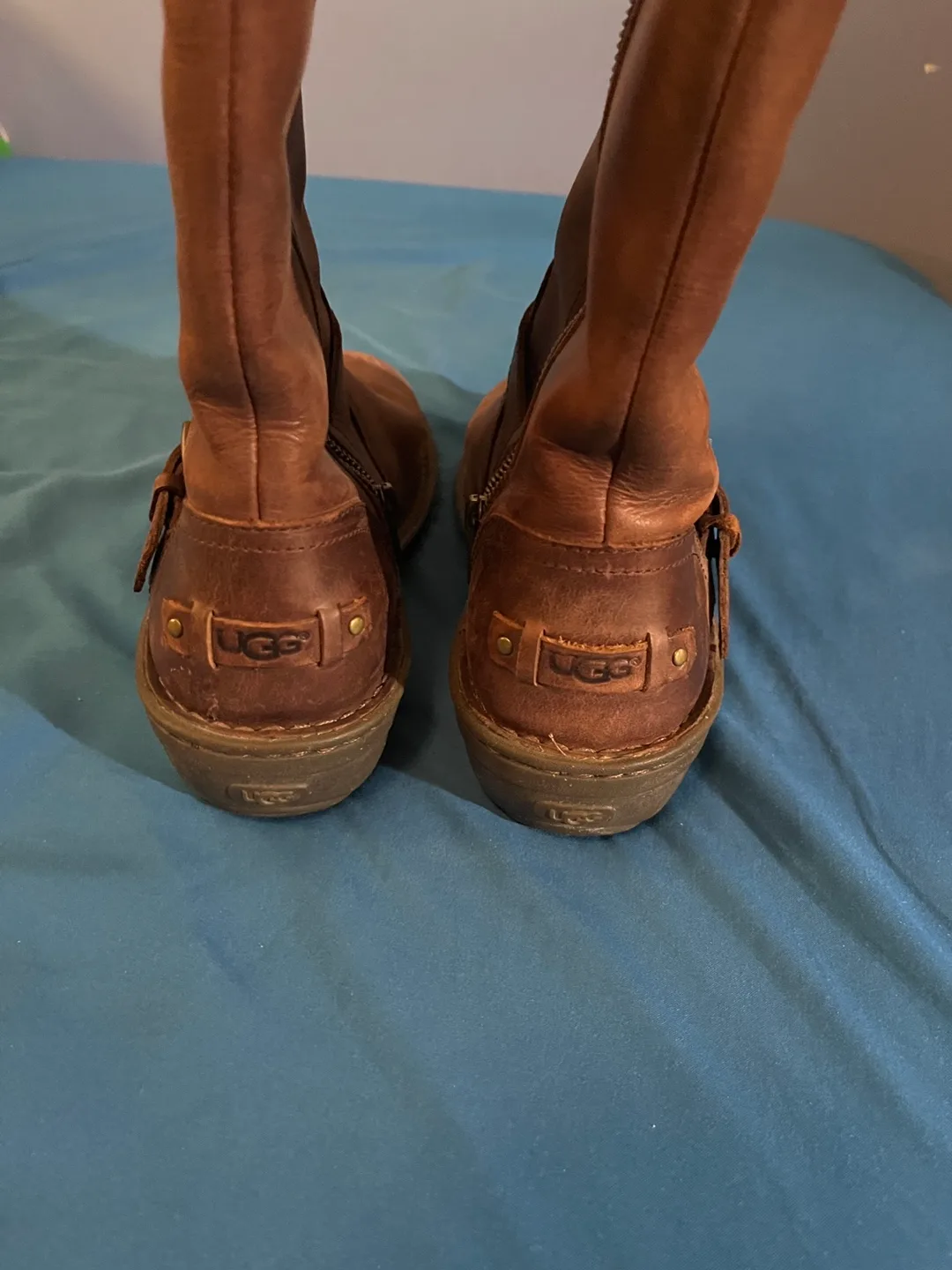 UGG Brown Leather Knee High Boots - Size 9 image indicator(3)