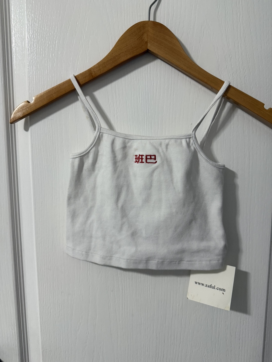 White Crop Top with Asian Text