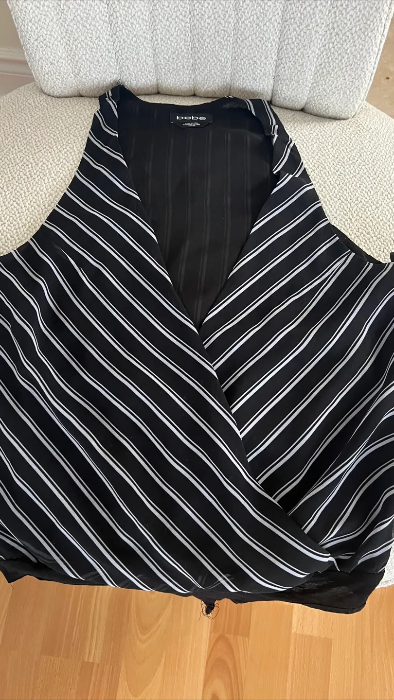 Bebe Black & White Striped Top image indicator(2)