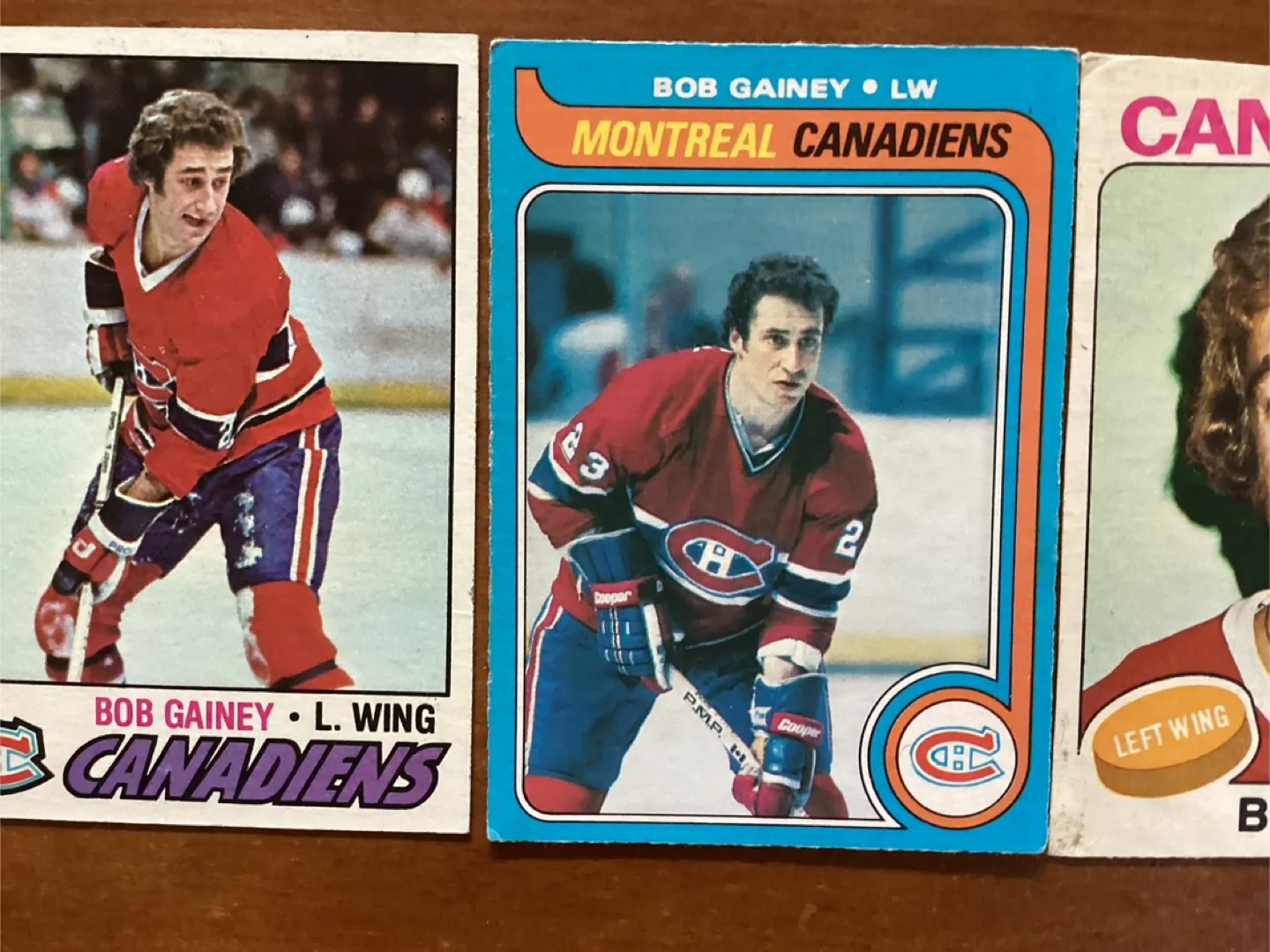 3 BOB GAINEY NHL Cards, Factory Error Card 278 Bad Cut Top image indicator(3)