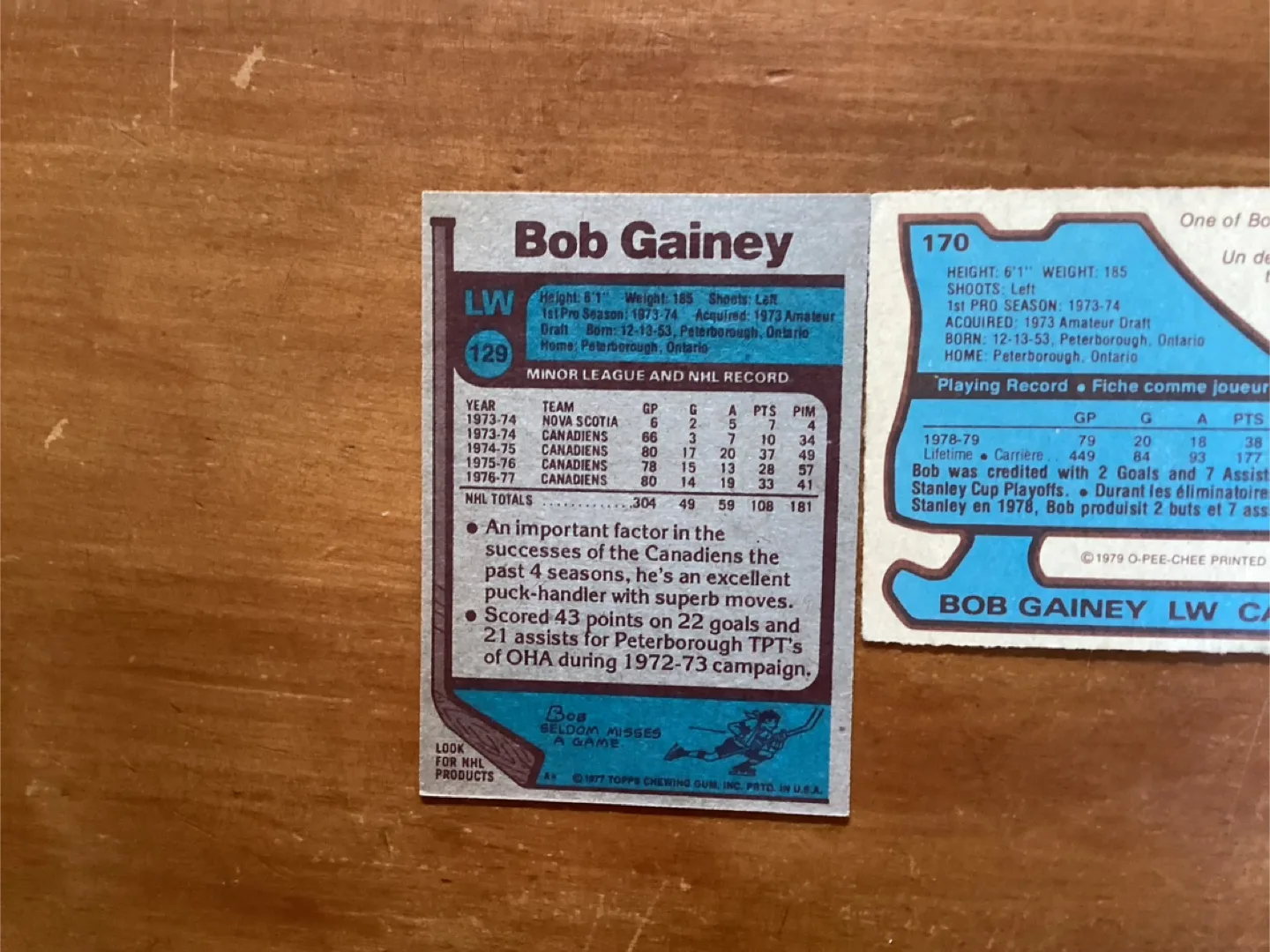 3 BOB GAINEY NHL Cards, Factory Error Card 278 Bad Cut Top image indicator(6)