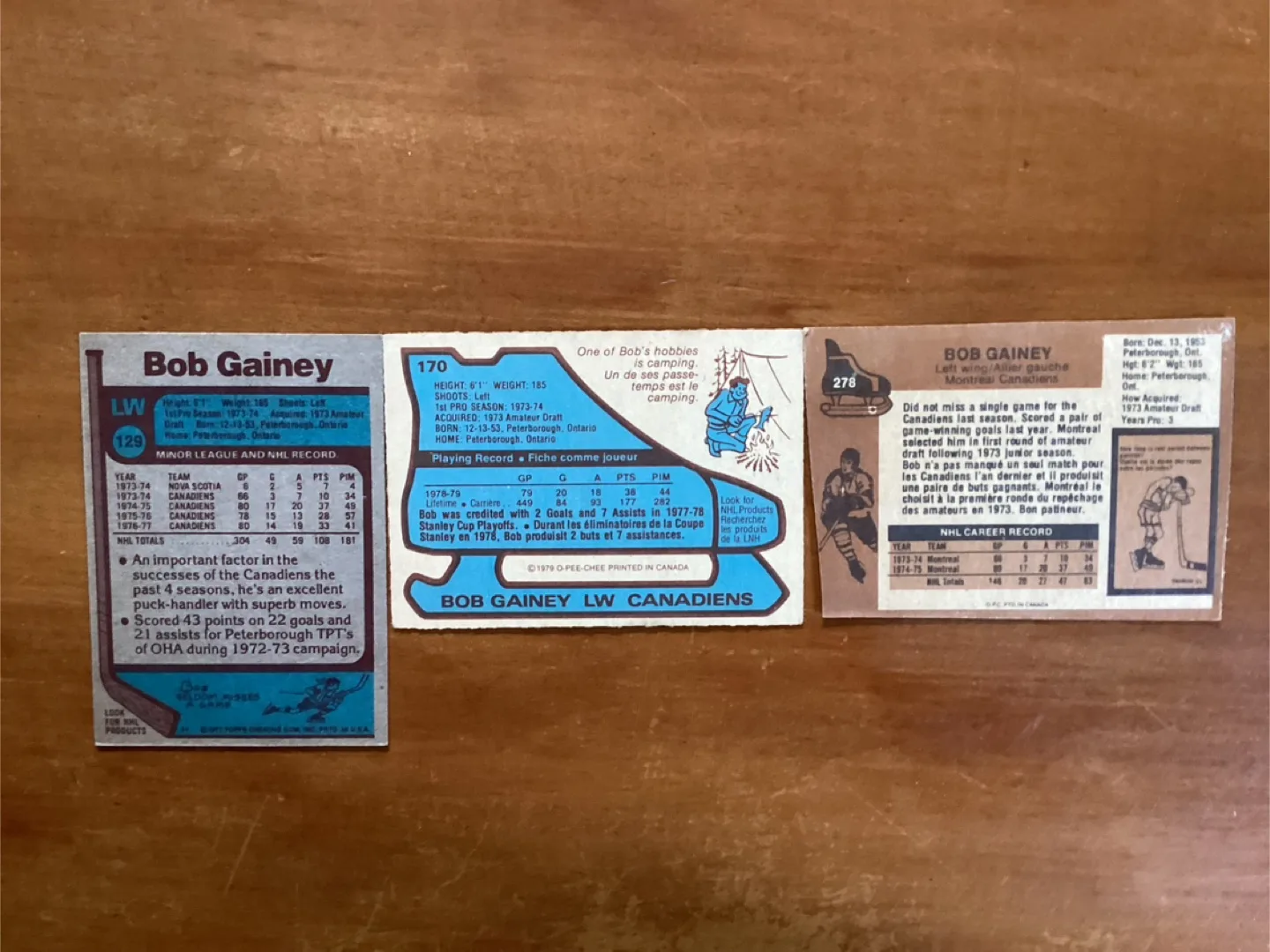 3 BOB GAINEY NHL Cards, Factory Error Card 278 Bad Cut Top image indicator(5)