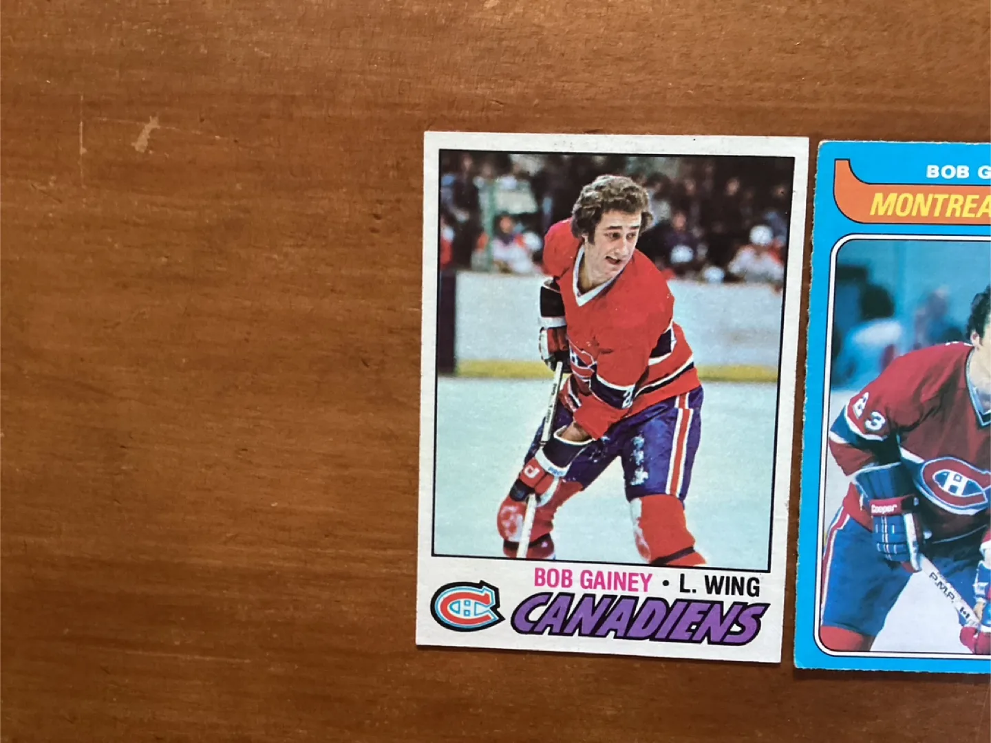 3 BOB GAINEY NHL Cards, Factory Error Card 278 Bad Cut Top image indicator(2)