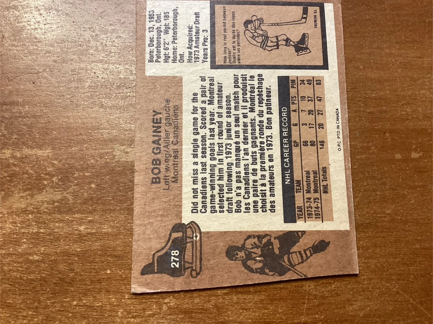 3 BOB GAINEY NHL Cards, Factory Error Card 278 Bad Cut Top image indicator(10)