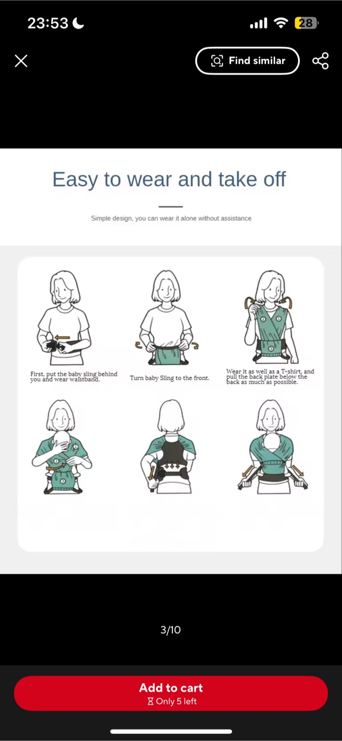 Baby Wrap Carrier - Light Green - photo 2