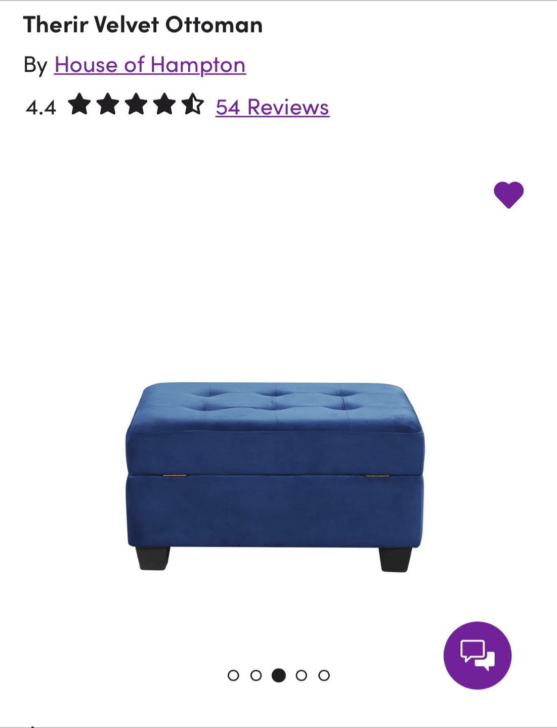 Gorgeous like new blue velvet ottoman