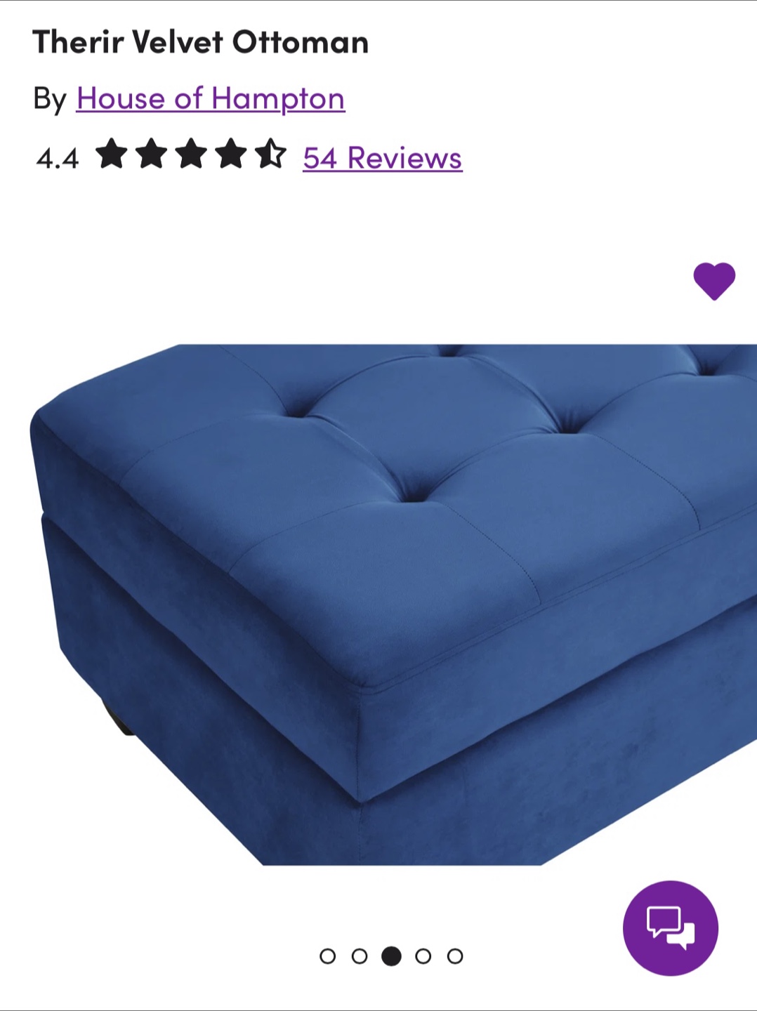 Gorgeous like new blue velvet ottoman - photo 3
