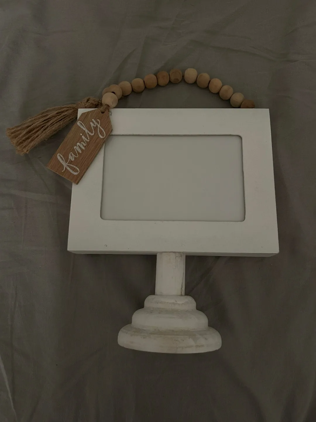 White Family Photo Frame with Beads