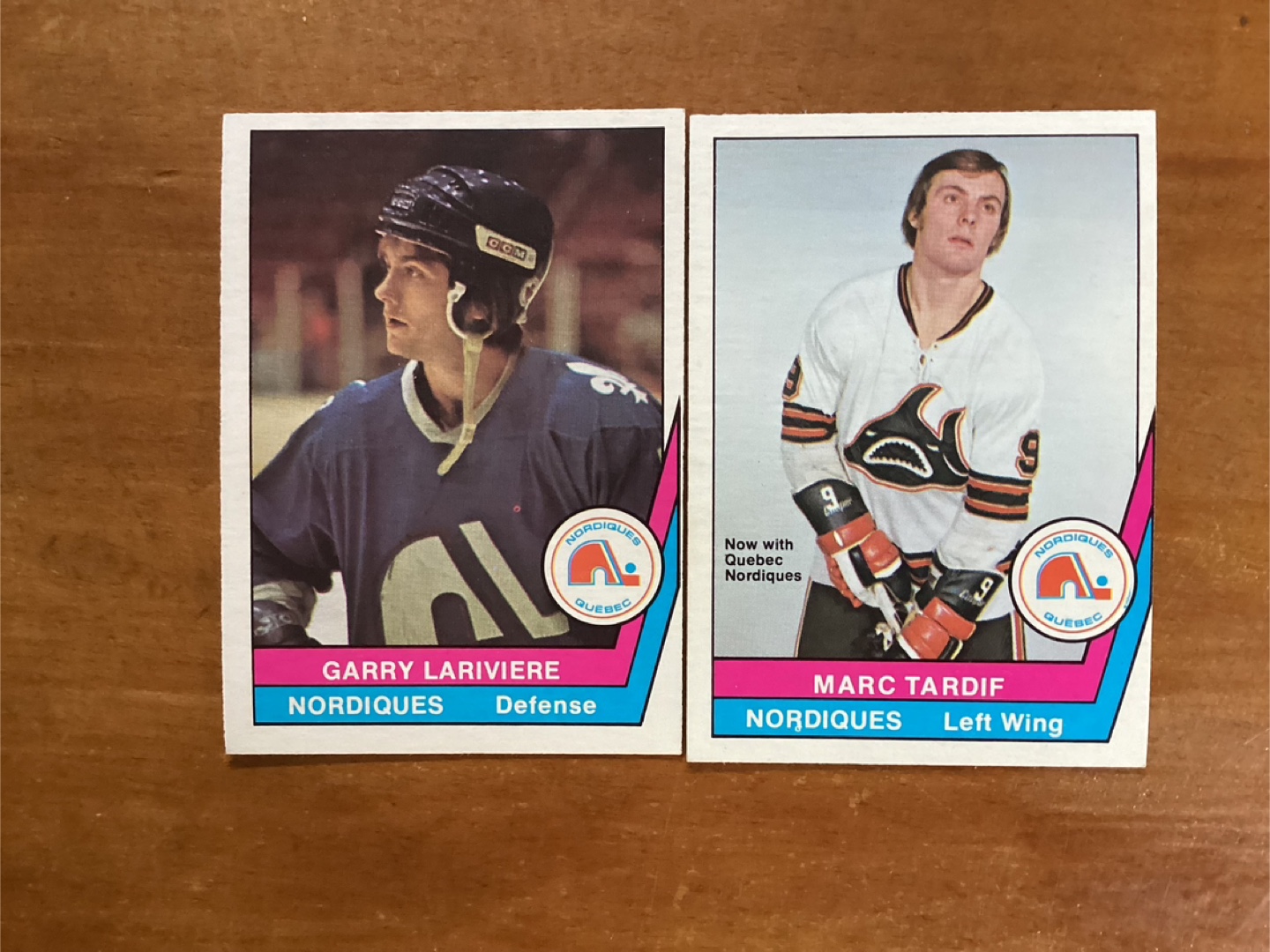 2. 1977-78 O-PEE-CHEE WHA QUEBEC NORDIQUES Cards #’s 20 & 26
