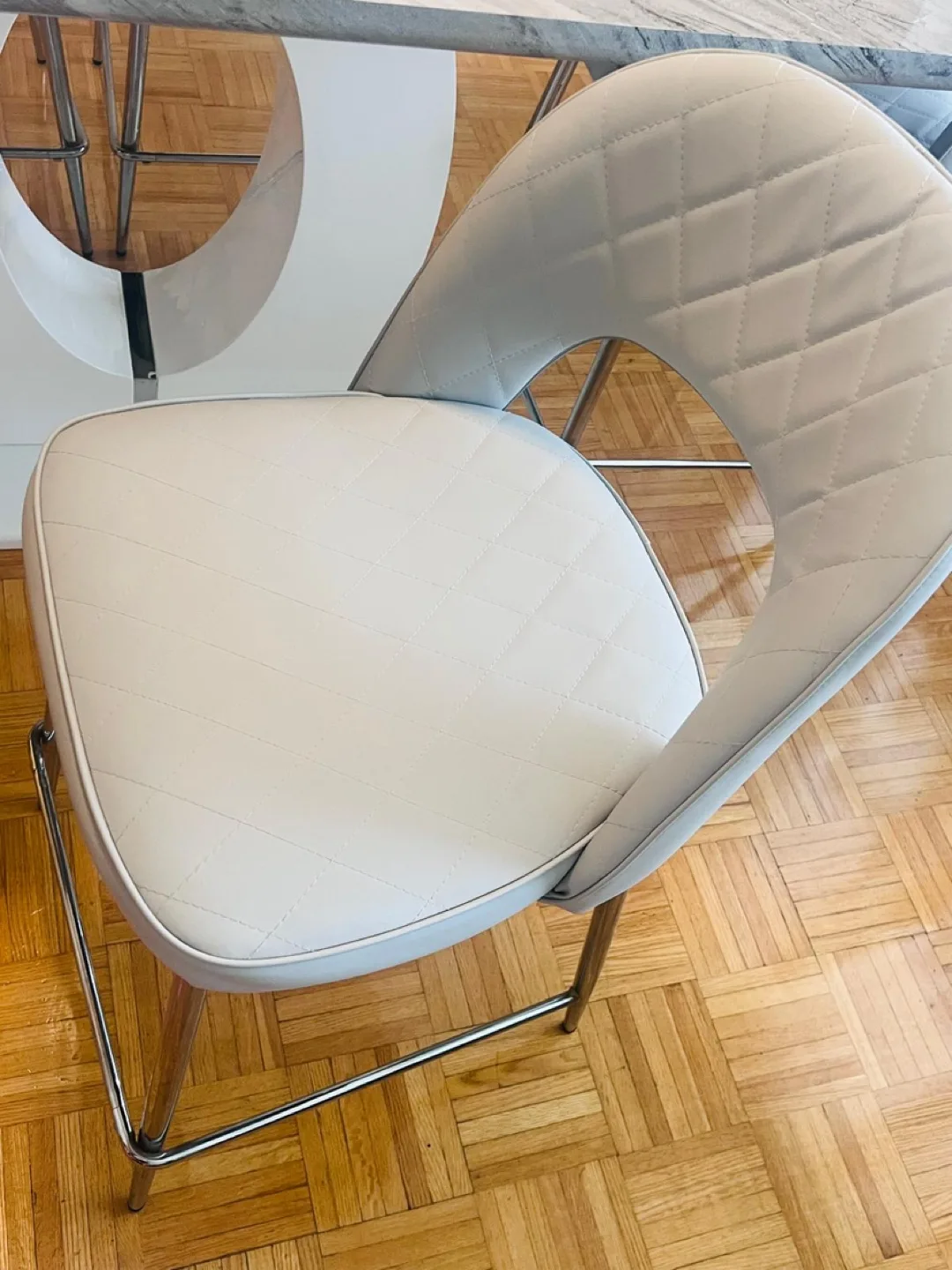 Dining Table with 6 Chairs - Marble Top Design on Wood image indicator(5)