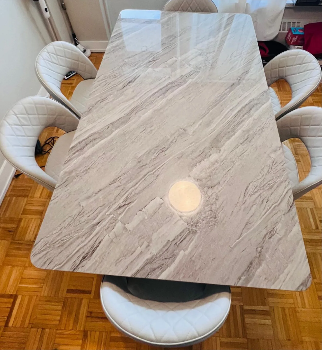 Dining Table with 6 Chairs - Marble Top Design on Wood image indicator(2)