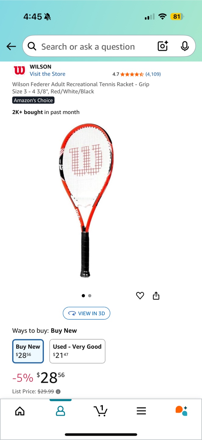 Wilson Tennis Racket + Penn Balls - photo 2