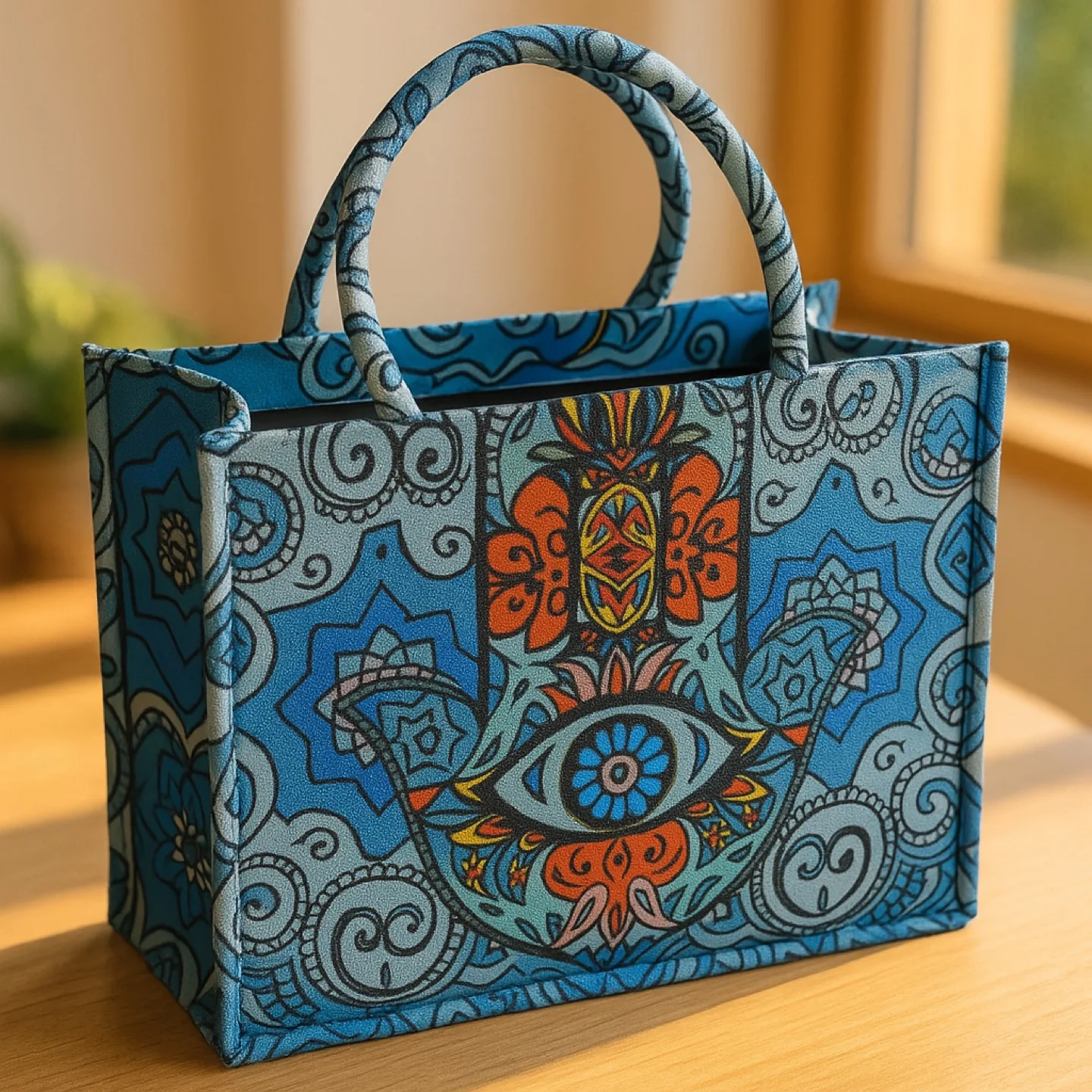 Hamsa Hand Print Tote Bag image indicator(2)