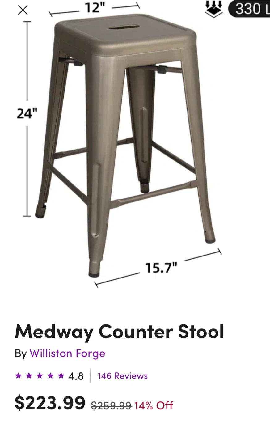 Williston Forge Medway Counter Stool ***TWO - photo 4