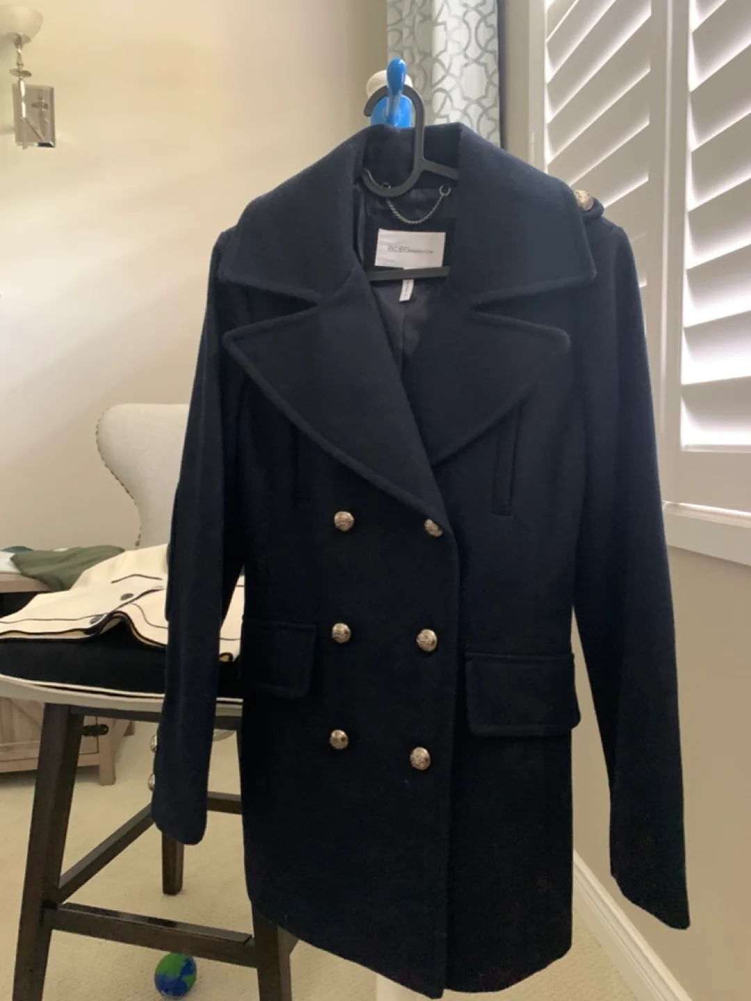 BCBGeneration Navy Wool Blend Pea Coat - Size S thumbnail