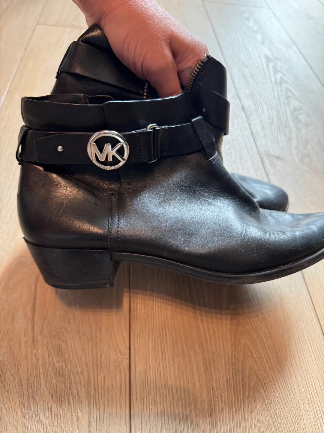 Michael Kors Black Leather Ankle Boots thumbnail