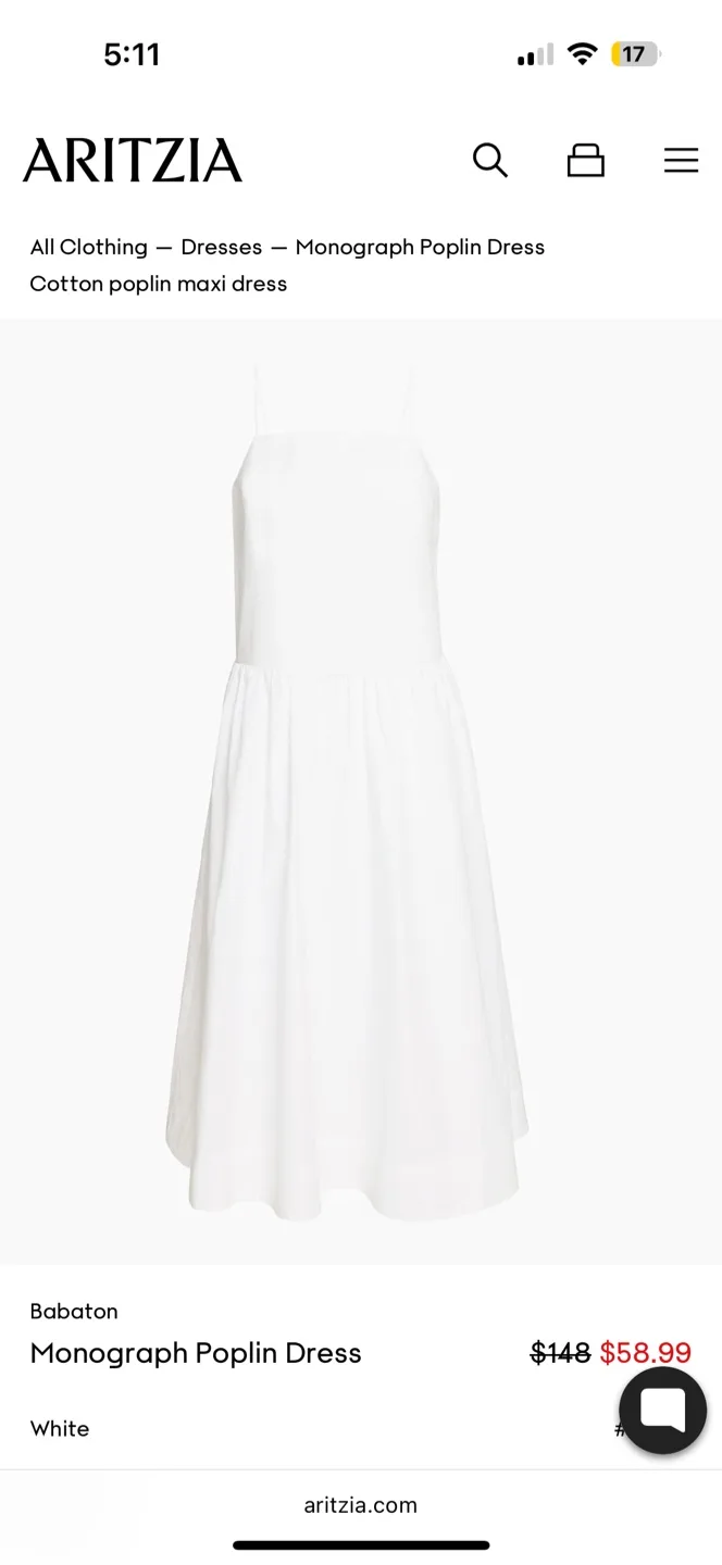 Aritzia Monograph Poplin Dress Size M NWOT