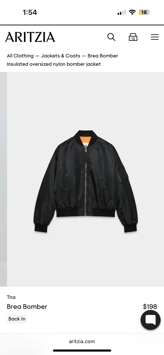 Aritzia TNA Brea Bomber Jacket Size M NWT thumbnail