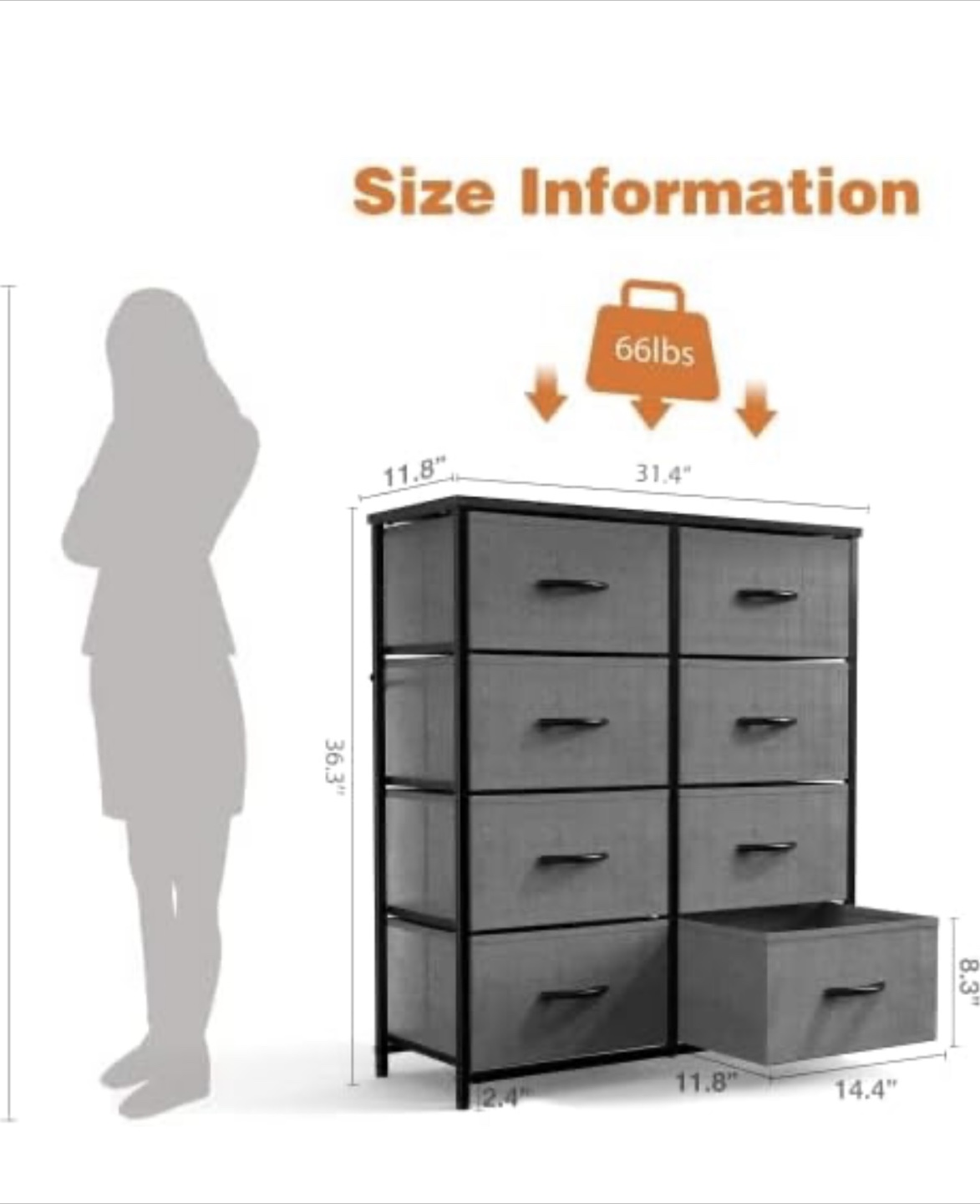 8-Drawer Gray Fabric Dresser - photo 2