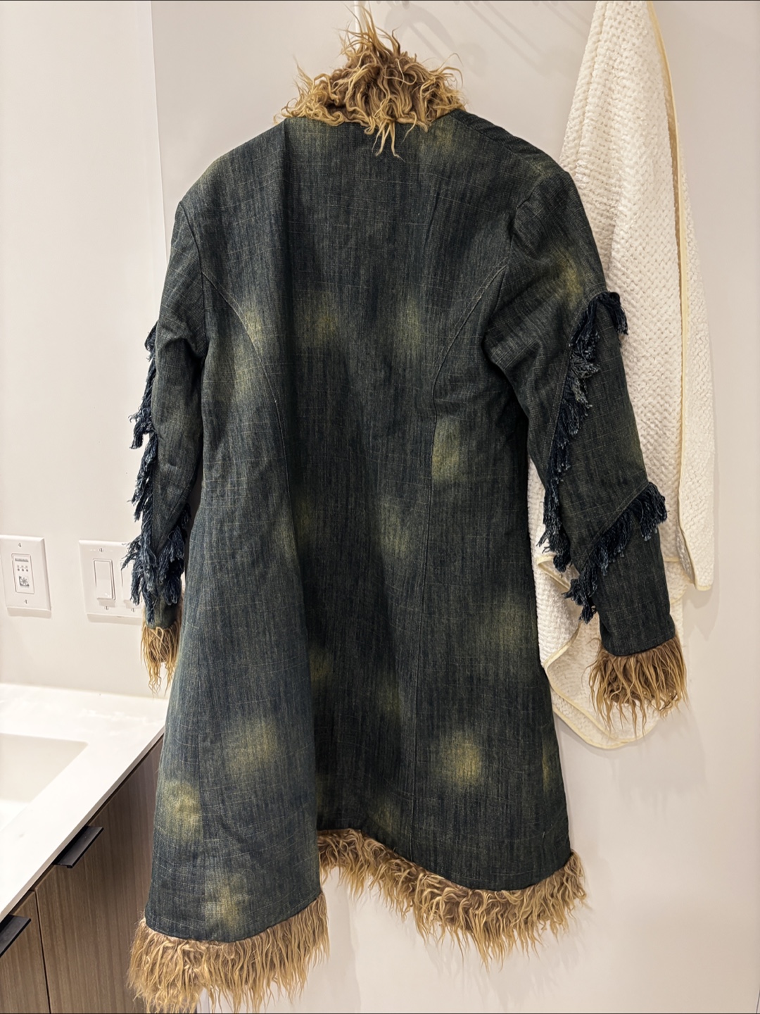 Denim Coat with Faux Fur Trim - photo 2