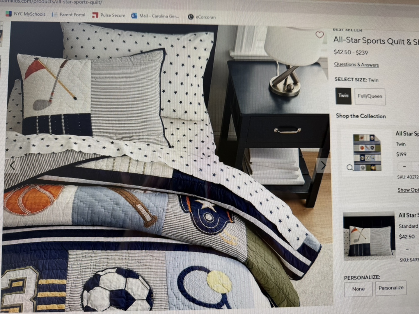 Pottery Barn Kids All-Star Sports Quilt Twin - photo 2